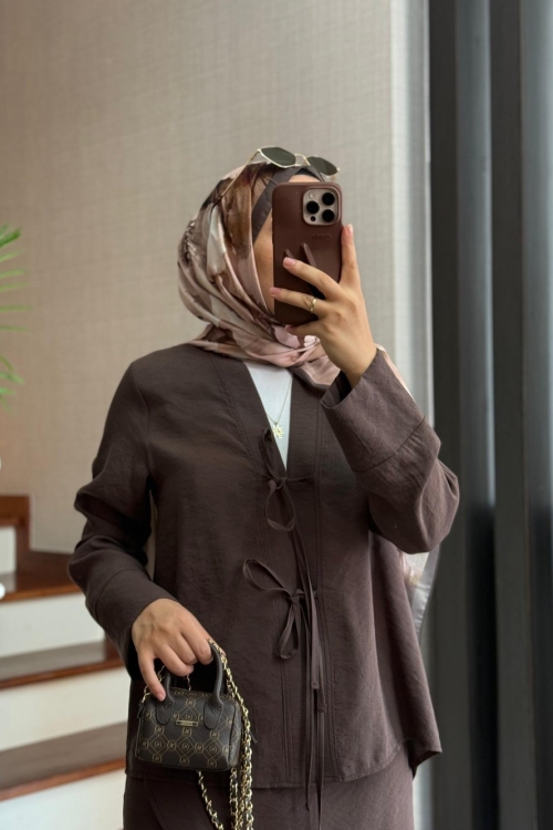 Keista Etekli Takım Kahverengi