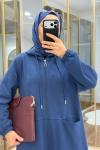 Aller Detaylı Kapüşonlu İkili Takım İndigo