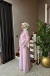 Bağlama Detay Tensel Elbise Pembe