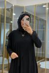 Çapraz Şal Detaylı Tilda Kumaş Takım Siyah