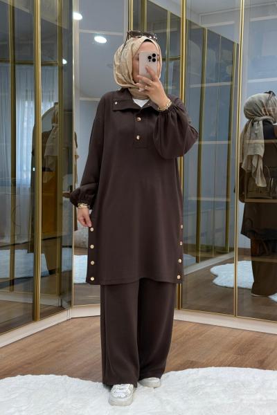 Çıt çıt detaylı oysho takım Kahverengi