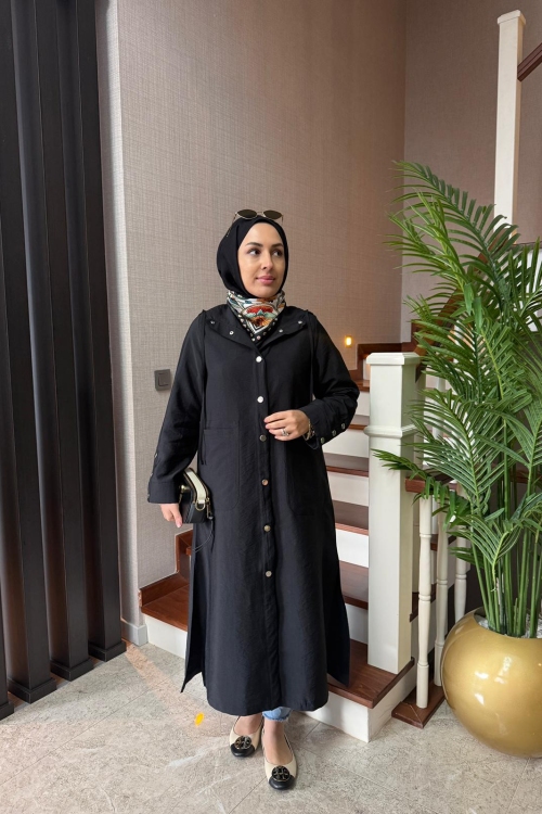 Çıtçıtlı Cupra Kap  Siyah