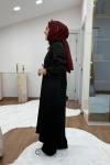 Çıtçıtlı Detaylı Maksi Boy Scuba Takım Siyah