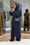 Çıtçıtlı Detaylı Maksi Boy Scuba Takım Lacivert