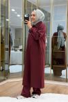 Çıtçıtlı Detaylı Maksi Boy Scuba Takım Bordo