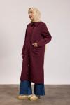 Çıtçıtlı Detaylı Parka Trençkot Bordo