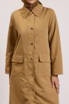 Çıtçıtlı Detaylı Parka Trençkot Camel