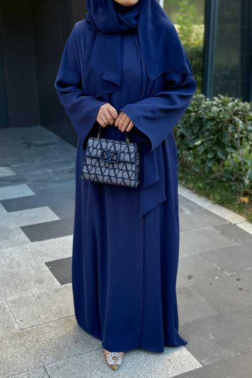 Fular Bağlamalı Abaya Lacivert