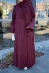 Fular Bağlamalı Abaya  Mürdüm