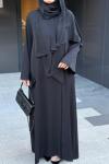 Fular Bağlamalı Abaya  Siyah