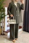 Gold Düğmeli Ceket Takım Haki