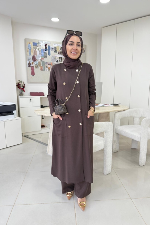 Gold Düğmeli Oysho Takım Kahverengi