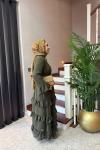 Katlı Şifon Elbise Haki