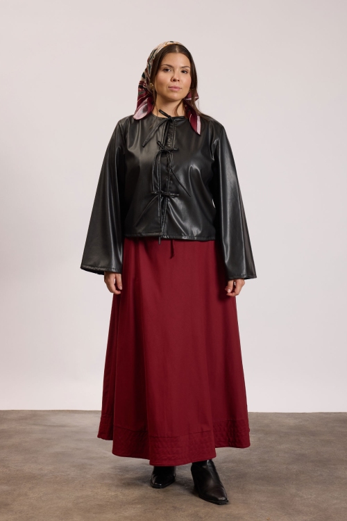 Kısa Deri Ceket Siyah