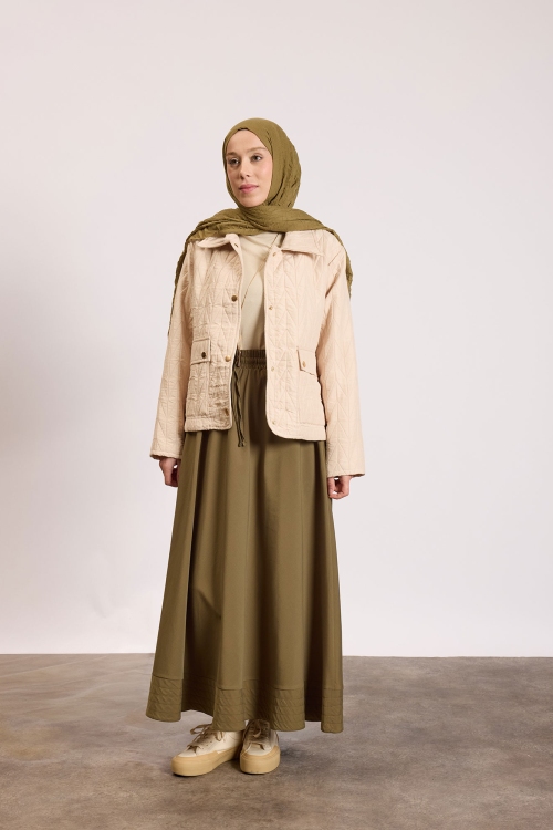 Kısa Kapitone Ceket Bej