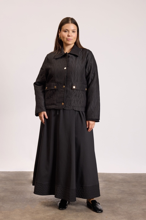 Kısa Kapitone Ceket Siyah