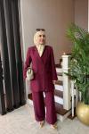 Kruvaze Ceket Takım Bordo
