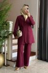 Kruvaze Ceket Takım Bordo