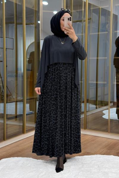 Leopar Desen  Tilda Elbise Füme