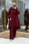 Önü Kısa Arkası Uzun İki İplik Takım Bordo