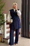 Püskül Detay Yelek Takım Lacivert