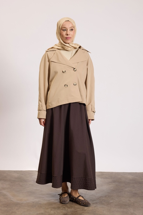 Reglan kol Kısa Trençkot Bej