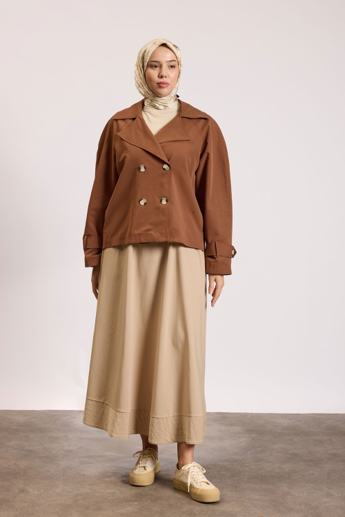 Reglan kol Kısa Trençkot Camel