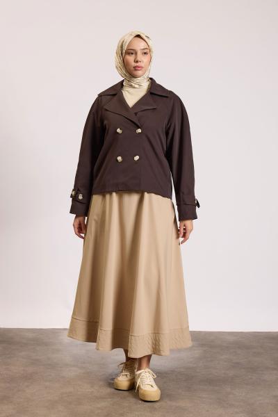 Reglan kol Kısa Trençkot Kahverengi