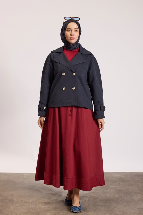 Reglan kol Kısa Trençkot Lacivert