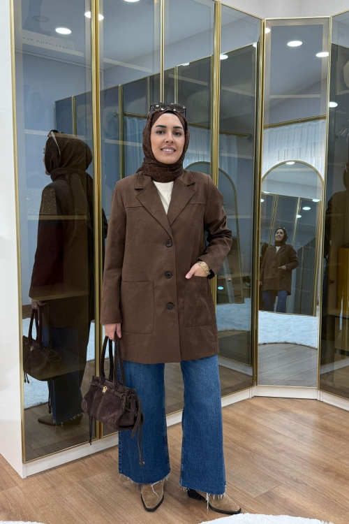 SÜET BLAZER CEKET Kahverengi
