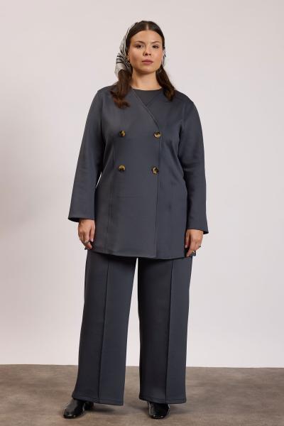 Scuba Ceketli Takım Füme