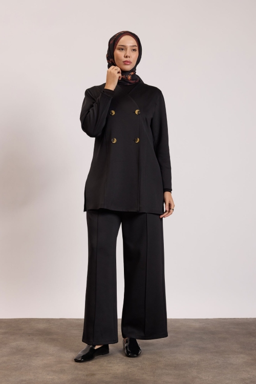 Scuba Ceketli Takım Siyah