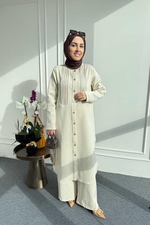 Scuba Nervürlü Takım Bej