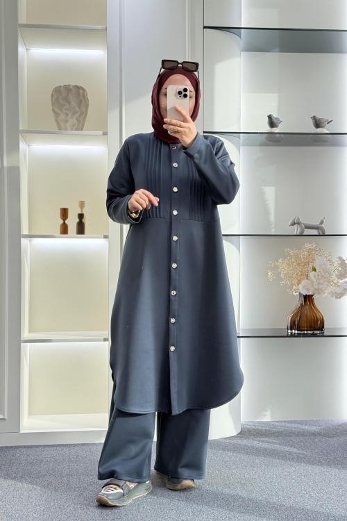 Scuba Nervürlü Takım Füme