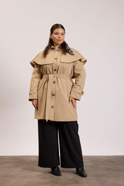 Seyyar Pelerinli Trençkot Bej