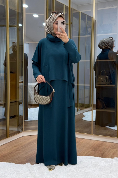 Tasarım İkili Oysho Elbise Petrol Mavisi