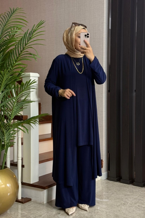 Tilda Kumaş Üçlü Takım Lacivert