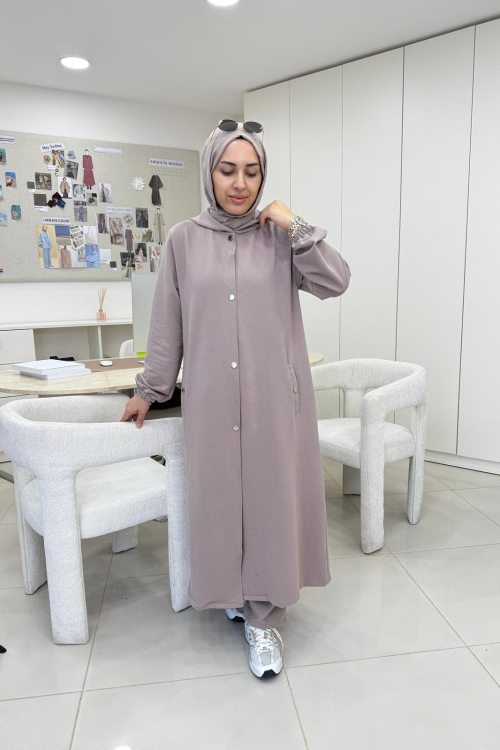 Uzun Kapüşonlu İkiiplik Takım Vizon