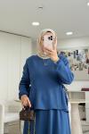 Yandan Büzgülü Oysho Etekli Takım İndigo