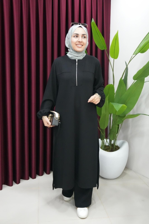 Yandan Yırtmaçlı  Oysho Takım  Siyah