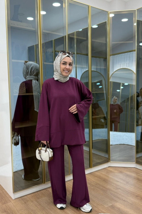 Yırtmaç Detaylı Oysho İkiiplik Takım Bordo