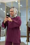 Yırtmaç Detaylı Oysho İkiiplik Takım Bordo