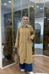 Çıtçıtlı Detaylı Parka Trençkot Camel