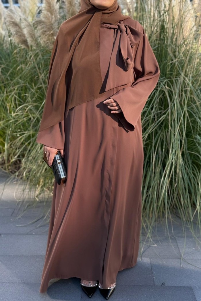 Fular Bağlamalı Abaya   KAHVERENGİ