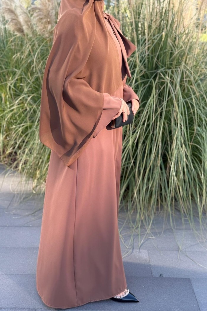 Fular Bağlamalı Abaya   KAHVERENGİ
