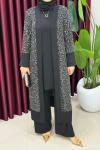 Payetli Hırkalı Takım Siyah