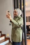 Asimetrik Yaka Gömlek Haki