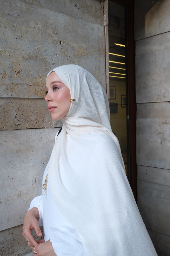 Müslin Pamuk Şal Vanilya