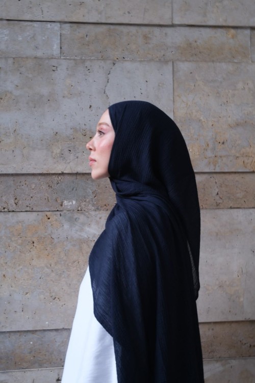Müslin Pamuk Şal LACİVERT