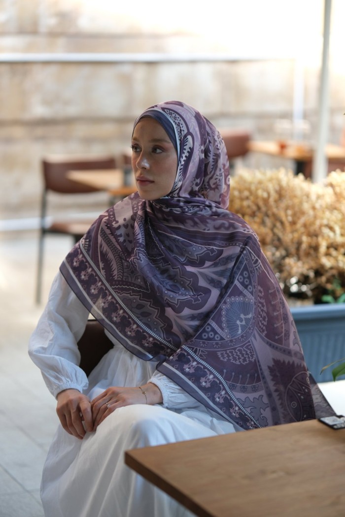 Zaya Desen Soft Pamuk Şal Mor